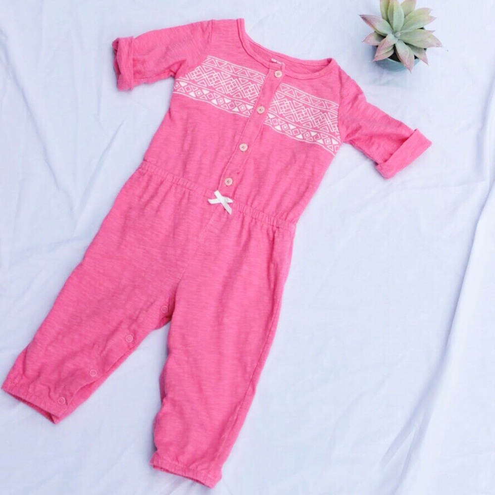 Carter’s Salmon Pink Jumpsuit Geometric Embroidery